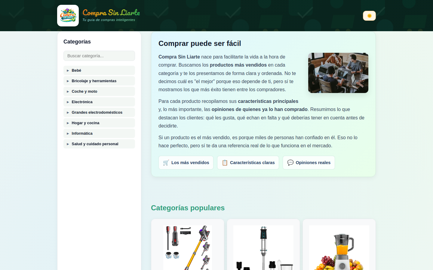 Compra Sin Liarte homepage screenshot