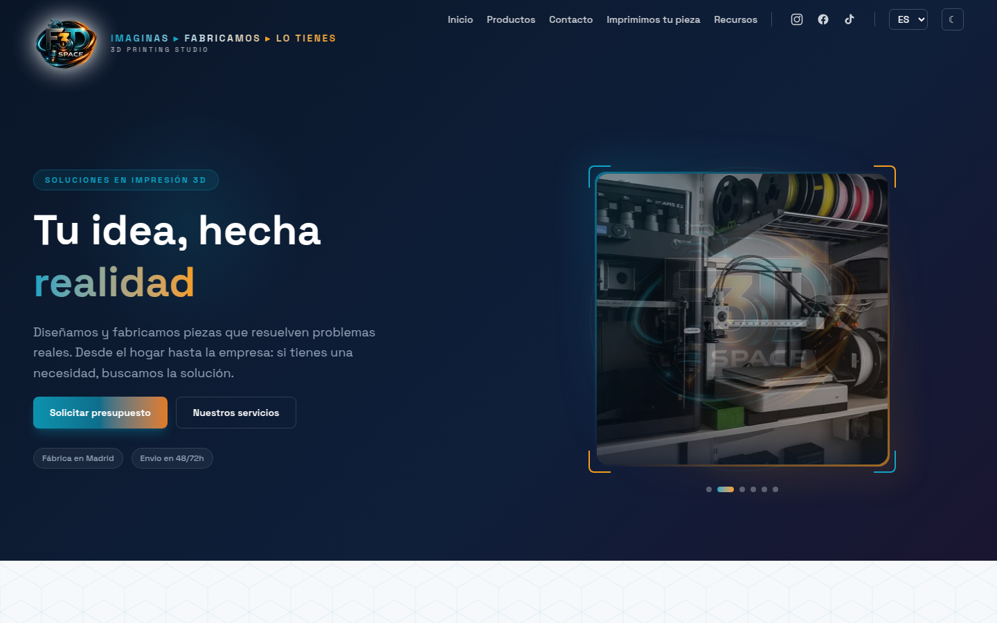 F3DSpace homepage screenshot